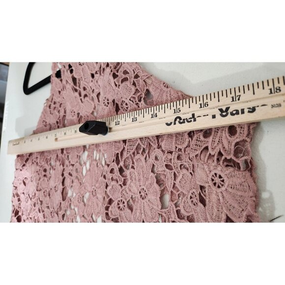 Its Pink Tank Top Womens Small Crochet Lace Fringe Boho Festival Frenge Fairy - Picture 5 of 7